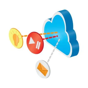 3d cloud computing icon with different buttons 스톡 일러스트