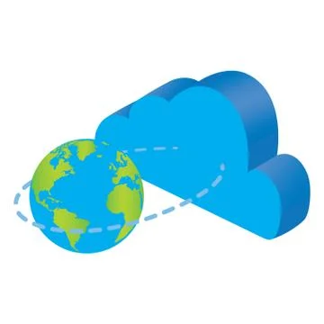 3d cloud computing icon with an earth symbol Illustrazione stock