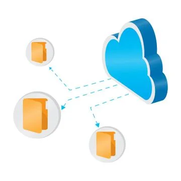3d cloud computing icon with folder symbols 스톡 일러스트