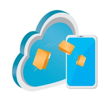 3d cloud computing icon with folder symbols Illustrazione stock