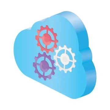 3d cloud computing icon with gear symbols Stock Illustration