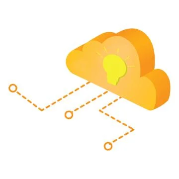 3d cloud computing icon with a lightbulb symbol Stock Illustration