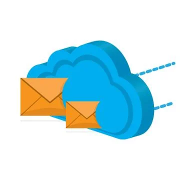 3d cloud computing icon with message symbols Illustrazione stock