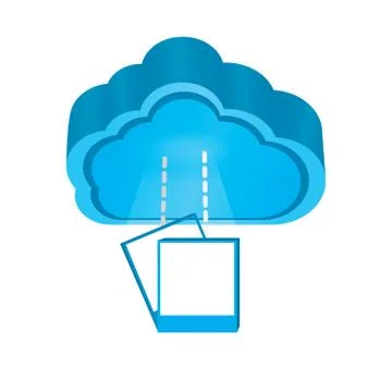 3d cloud computing icon with photos symbol Stock Illustration