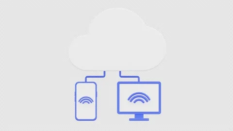 3D Cloud Computing Sync Animation, Alpha Channel Stock Footage 313413071