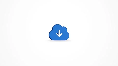 3D Cloud Download Storage Icon Animated Loop on White Background 4K Stock Footage 347650825