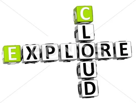 3d cloud explore crossword Stock Illustration