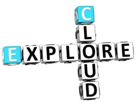 3d cloud explore crossword Illustrazione stock