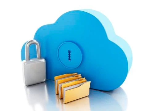 3d Cloud with file storage and padlock. イラスト素材