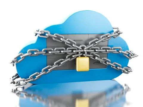 3d Cloud with file storage and padlock. 스톡 일러스트