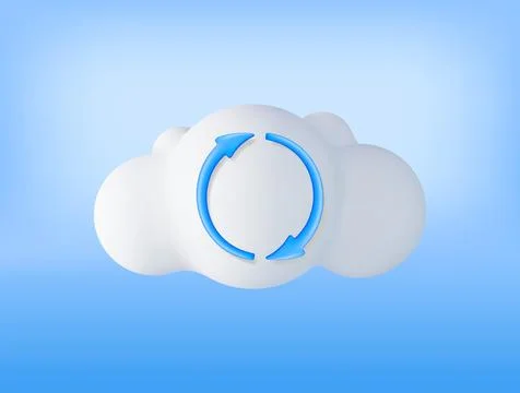 3D Cloud with File Sync Icon Stock Illustration