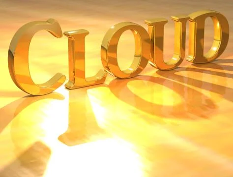 3d cloud gold text Stock Illustration