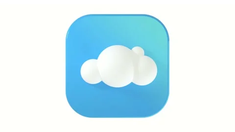 3D cloud icon on a blue button on a white background Stock Footage 230775773