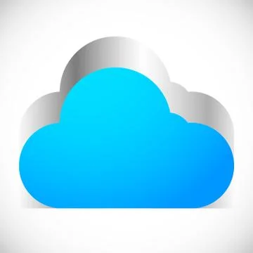 3d Cloud icon with metallic extrusion. Editable vector Stock Illustration