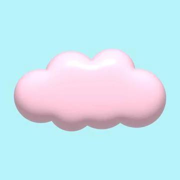 3D cloud icon. Pink cloud on white background. Stock Illustration