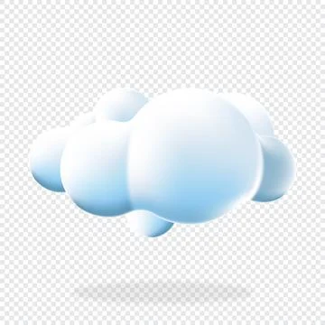 3d cloud isolated background. Render soft round cartoon fluffy cloud icon i.. Illustrazione stock