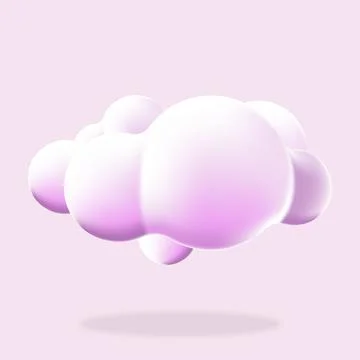 3d cloud isolated background. Render soft round cartoon fluffy cloud icon. .. Illustrazione stock