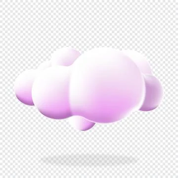 3d cloud isolated background. Render soft round cartoon fluffy cloud icon. .. Illustrazione stock