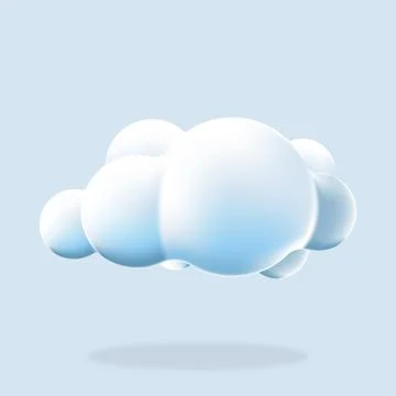 3d cloud isolated background. Render soft round cartoon fluffy cloud icon i.. Illustrazione stock