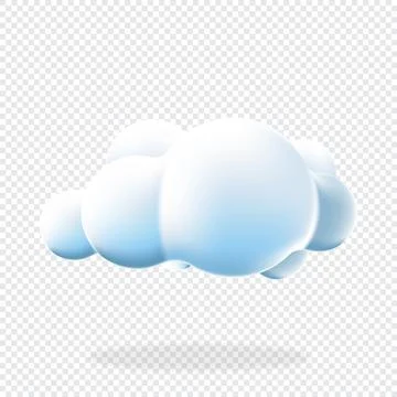 3d cloud isolated background. Render soft round cartoon fluffy cloud icon i.. Illustrazione stock