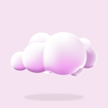 3d cloud isolated background. Render soft round cartoon fluffy cloud icon. .. Illustrazione stock