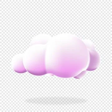 3d cloud isolated background. Render soft round cartoon fluffy cloud icon. .. Illustrazione stock