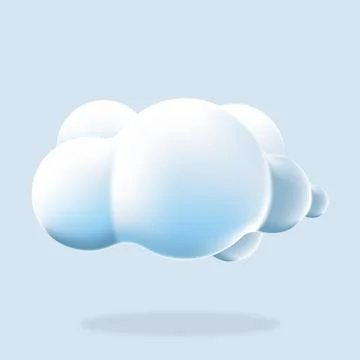 3d cloud isolated background. Render soft round cartoon fluffy cloud icon i.. Illustrazione stock