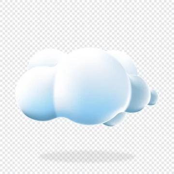 3d cloud isolated background. Render soft round cartoon fluffy cloud icon i.. Illustrazione stock