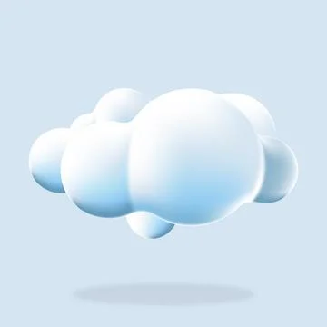 3d cloud isolated background. Render soft round cartoon fluffy cloud icon i.. Stock Illustration