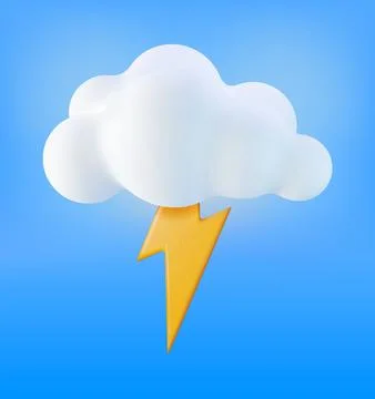 3D Cloud with Lightning Icon Isolated Illustrazione stock
