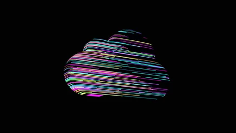 3D cloud object with animated surface in holographic colours Stock Footage 230518940