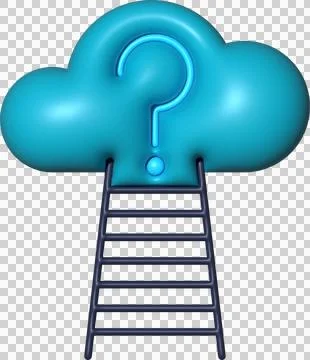 3D Cloud with Question Mark and Ladder Stock Illustration