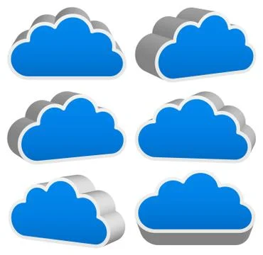 3D cloud renders with outline イラスト素材