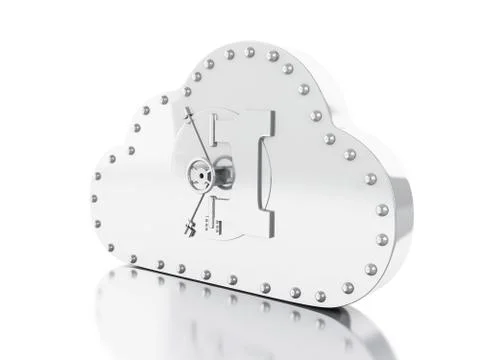 3d Cloud with safe door. 库存插图