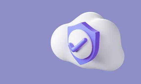 3D Cloud security concept, Shield symbol for secure internet privacy informat Stock Illustration