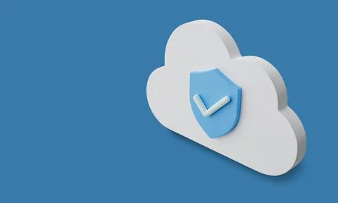 3D Cloud security concept, Shield symbol for secure internet privacy informat Stock Illustration
