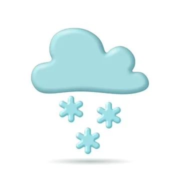 3D cloud snowflake weather icon. Mobile element cloudy camp travel logo. Winter Illustrazione stock