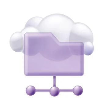 3D cloud storage folder icon, computer data download backup service Stock Illustration