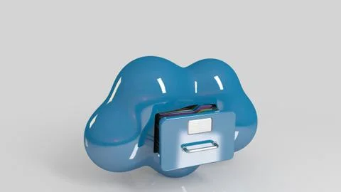 3d cloud storage with folders Stock Illustration