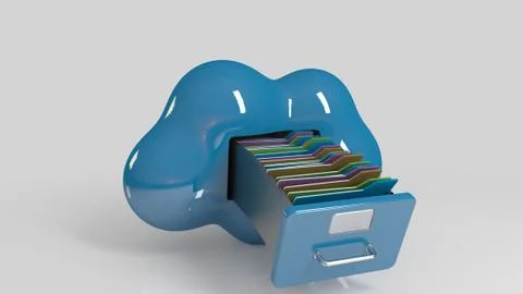 3d cloud storage with folders Illustrazione stock