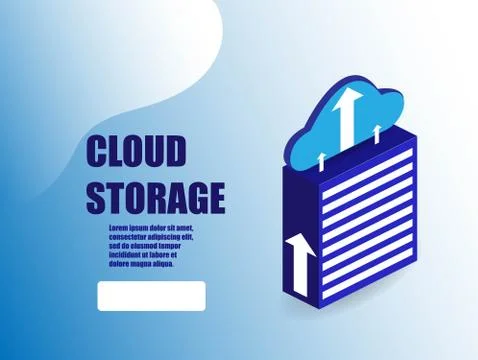 3d cloud storage for marketing design. Data management. Banner, poster templa 스톡 일러스트