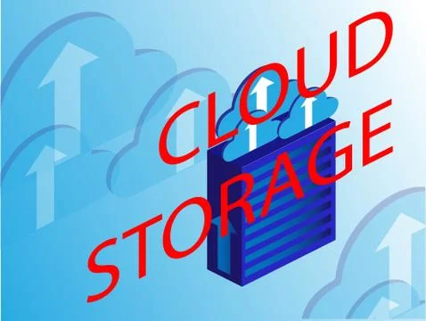 3d cloud storage for marketing design. Data management. Banner, poster templa Illustrazione stock