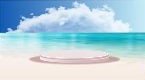 3d cloud summer background product display podium scene with cloud platform.  Stock Illustration