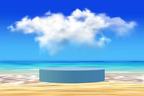 3d cloud summer background product display 스톡 일러스트