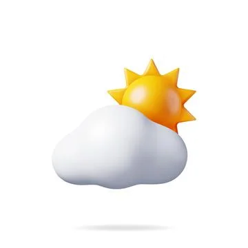 3D Cloud with Sun Icon Illustrazione stock