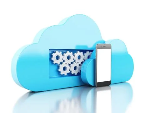 3d cloud symbol and smartphone. Cloud computing concept Stock Illustration