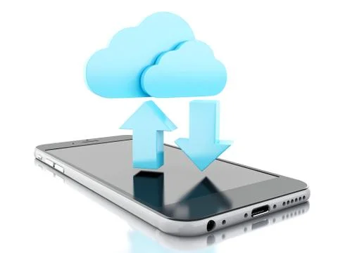 3d cloud symbol and smartphone. Cloud computing concept Stock Illustration