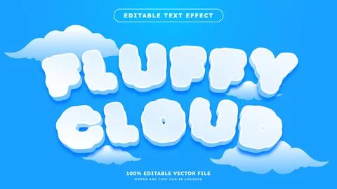 3d Cloud text effect fluffy cloud theme with cloud and blue sky background .. Illustrazione stock