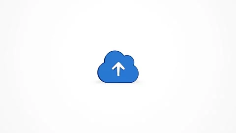 3D Cloud Upload Backup Icon Animated Loop on White Background 4K Stock Footage 347650827
