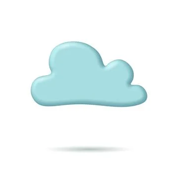 3D cloud weather icon. Mobile element cloudy camp travel logo. Autumn rain sad Stock-Illustration